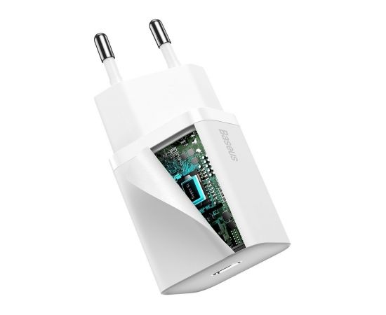 Baseus TZCCSUP-B02 tīkla lādētājs USB-C / 20W / 3A + USB-C -> Lightning datu un uzlādes vads balts
