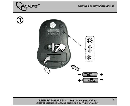 Gembird MUSWB2 Optical Bluetooth mouse, Wireless connection, 6 button, Black, Grey