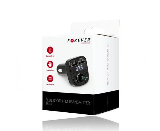 Forever TR-330 Bluetooth 4.0 FM Transmitter Ar Uzlādes Ligzdām USB 12 / 24V | 3.1A + 1A Melns