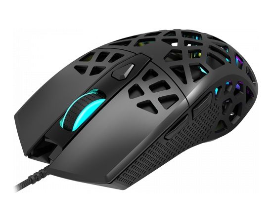 Canyon Puncher GM-20 High-end Gaming Mouse with 7 programmable buttons, Pixart 3360 optical sensor, 6 levels of DPI and up to 12000, 10 million times key life, 1.65m Ultraweave cable, Low friction with PTFE feet and colorful RGB lights, Black, size:126x67