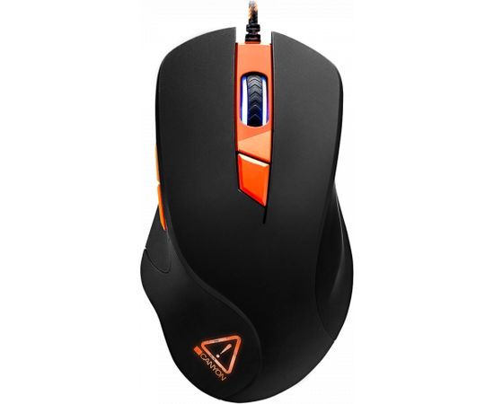 CANYON Eclector GM-3 Wired Gaming Mouse with 6 programmable buttons, Pixart optical sensor, 4 levels of DPI and up to 3200, 5 million times key life, 1.65m Braided USB cable,rubber coating surface and colorful RGB lights, size:130*75*40mm, 140g