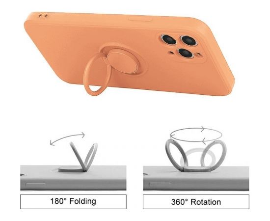 Mocco Pastel Ring Silicone Back Case Aizmugurējais Silikona Apvalks Priekš Apple iPhone 12 Max Oranžs