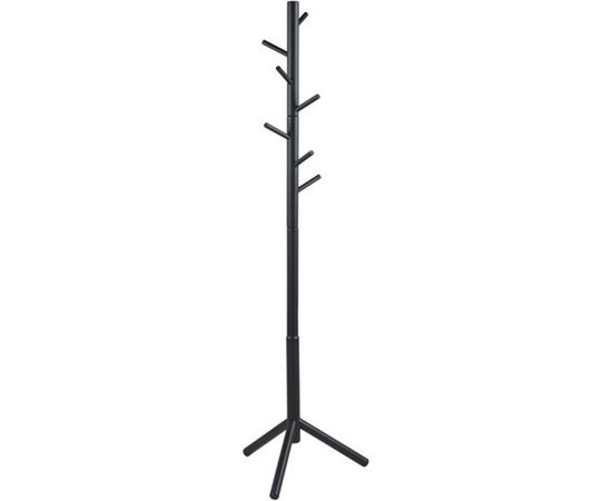 Напольная вешалка BREMEN 51x45xH176см, 8-крючки, материал: дерево, цвет: чёрный, обработка: лакированный