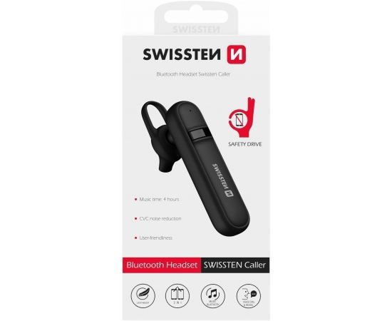 Swissten Caller Bluetooth 5.0 HandsFree Наушник с Функцией MultiPoint / CVC noise reduction Черный