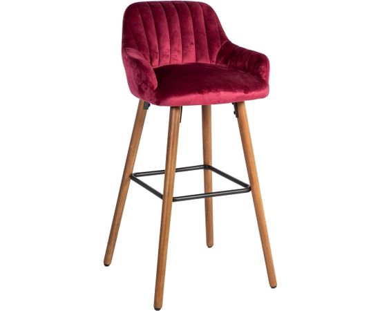 Bāra krēsls ARIEL 48x52xH97cm, sēdvieta un atzveltne: audums, krāsa: vīna-sarkana, kājas izgatavotas no dižskābarža