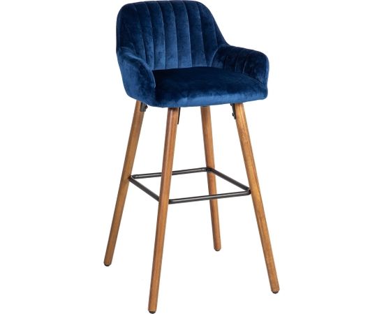 Bāra krēsls ARIEL 48x52xH97cm, sēdvieta un atzveltne: audums, krāsa: zila, kājas izgatavotas no dižskābarža