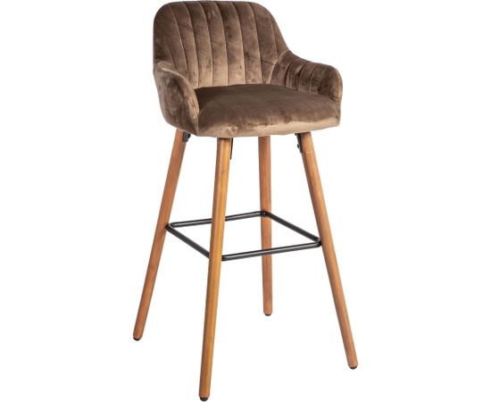 Bāra krēsls ARIEL 48x52xH97cm, sēdvieta un atzveltne: audums, krāsa: brūns, kājas izgatavotas no dižskābarža