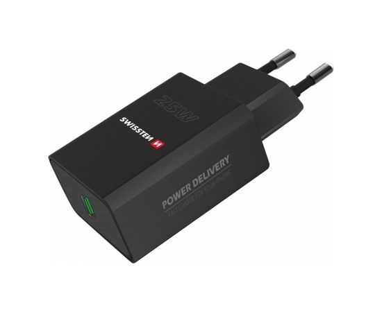 Swissten Premium 25W Tīkla Lādētājs USB-C PD 3.0 Melns Telefonu lādētāji 220v