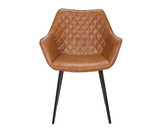 Krēsls NAOMI 61x60,5xH47/84cm, materiāls: ādas aizvietotājs, krāsa: gaiši brūna, kājas: melns metāls