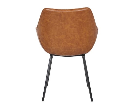 Krēsls NAOMI 61x60,5xH47/84cm, materiāls: ādas aizvietotājs, krāsa: gaiši brūna, kājas: melns metāls