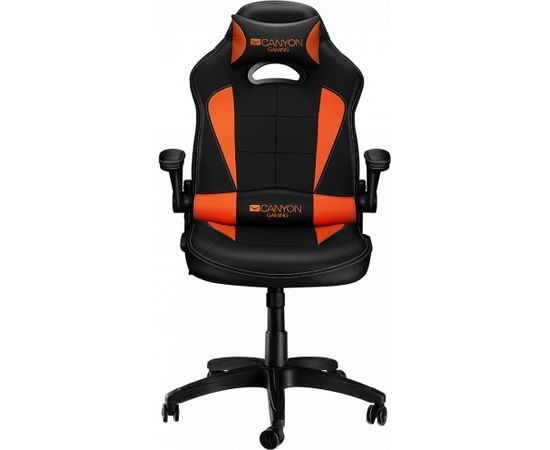 CANYON Vigil GС-2 Gaming chair, PU leather, Original and Reprocess foam, Wood Frame, Top gun mechanism, up and down armrest, Class 4 gas lift, Nylon 5 Stars Base,50mm PU caster, black+Orange.