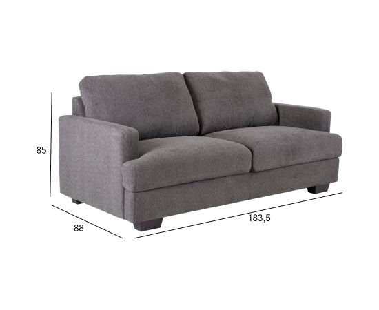 Dīvāns YORK 3-vietīgs 183,5x88xH85cm, matriāls: audums, krāsa: tumši pelēks