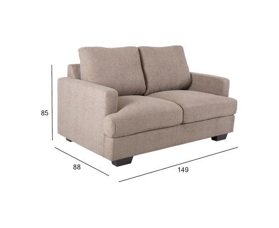 Dīvāns YORK 2-vietīgs 149x88xH85cm, materiāls: audums, krāsa: bēšs