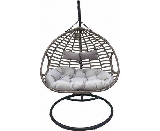 Saska Garden pakaramais krēsls 2 personām Luxe Duo pelēks Dārza šūpuļkrēsli