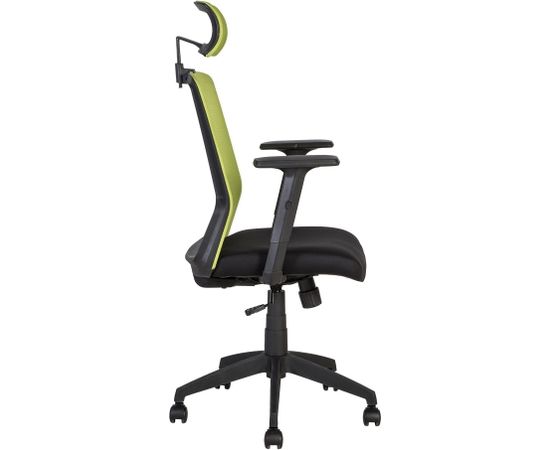 Biroja krēsls BRAVO 62x53xH107-114,5cm, sēdvieta: audums, krāsa: melns, muguras daļa: tīklveida audums, krāsa: zaļš