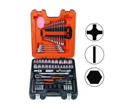 Bahco Socket and spanners set 1/4" and 1/2"94 pcs Metric+INCH