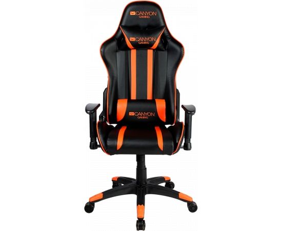 CANYON Fobos GС-3 Gaming chair, PU leather, Cold molded foam, Metal Frame, Top gun mechanism, 90-165 dgree, 2D armrest, Class 4 gas lift, Nylon 5 Stars Base, 60mm PU caster, black+Orange.