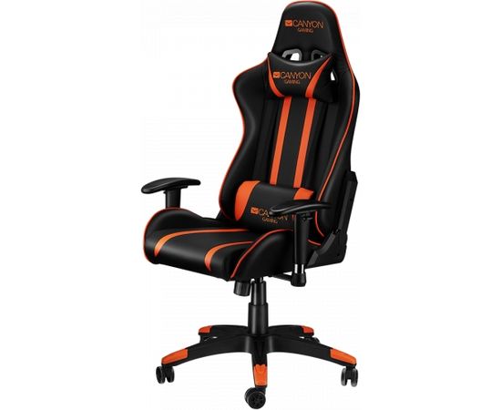 CANYON Fobos GС-3 Gaming chair, PU leather, Cold molded foam, Metal Frame, Top gun mechanism, 90-165 dgree, 2D armrest, Class 4 gas lift, Nylon 5 Stars Base, 60mm PU caster, black+Orange.