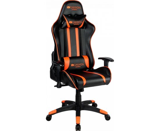 CANYON Fobos GС-3 Gaming chair, PU leather, Cold molded foam, Metal Frame, Top gun mechanism, 90-165 dgree, 2D armrest, Class 4 gas lift, Nylon 5 Stars Base, 60mm PU caster, black+Orange.