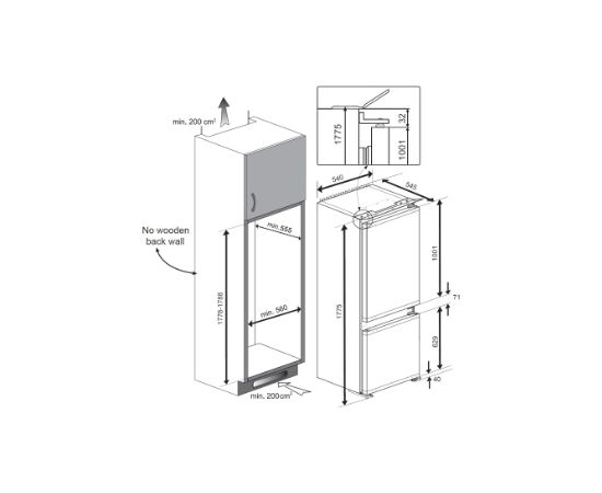 BEKO BCNA275E4SN 178cm iebūvējams