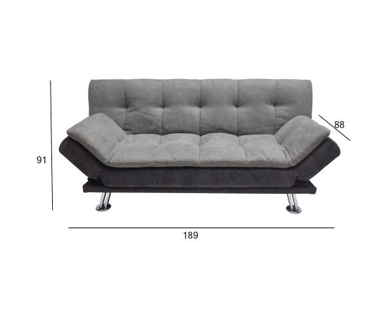 Dīvāns gulta ROXY 189x88xH91cm, pārklājuma materiāls: audums, krāsa: pelēka - tumši-pelēka