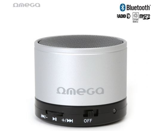 Omega OG47S 6W Металлический корпус Bluetooth Колонка с FM Радио / Micro SD / AUX / Функция тел. звонка Серебристый