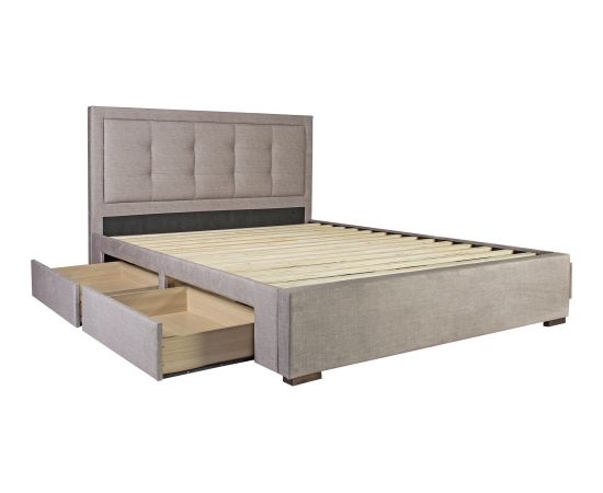 Кровать DUKE 160х200см, с 4-ящиками, без матраса, обивка из мебельного текстиля, цвет: бежевый