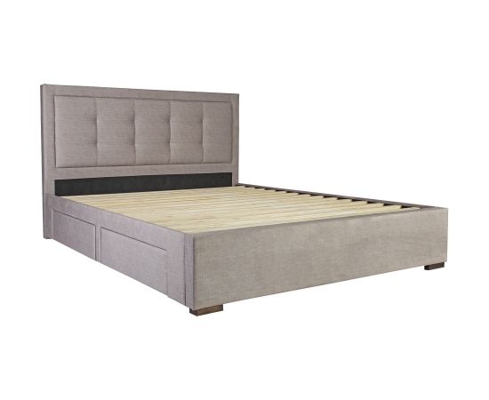 Кровать DUKE 160х200см, с 4-ящиками, без матраса, обивка из мебельного текстиля, цвет: бежевый
