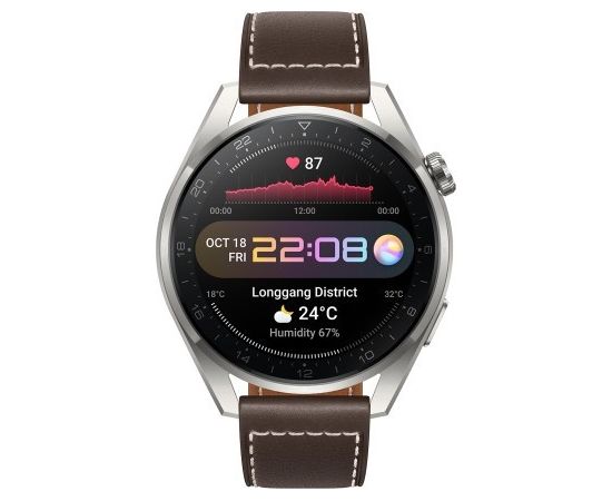 Huawei Watch 3 Pro Classic, silver/brown leather