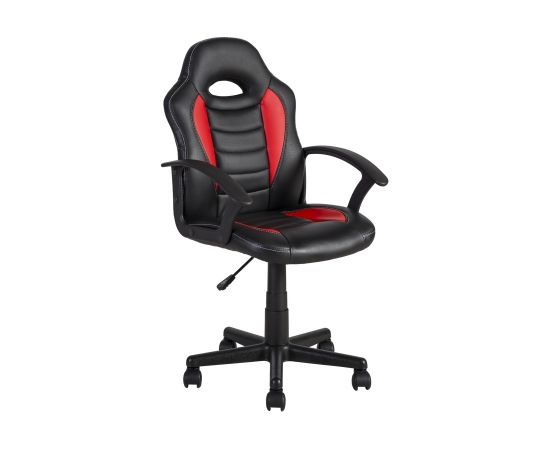 Darba krēsls FORMULA-1 55x56xH88,5-99,5cm, sēdvieta un atzveltne: ādas imitācija, krāsa: melns ar sarkanām svītrām